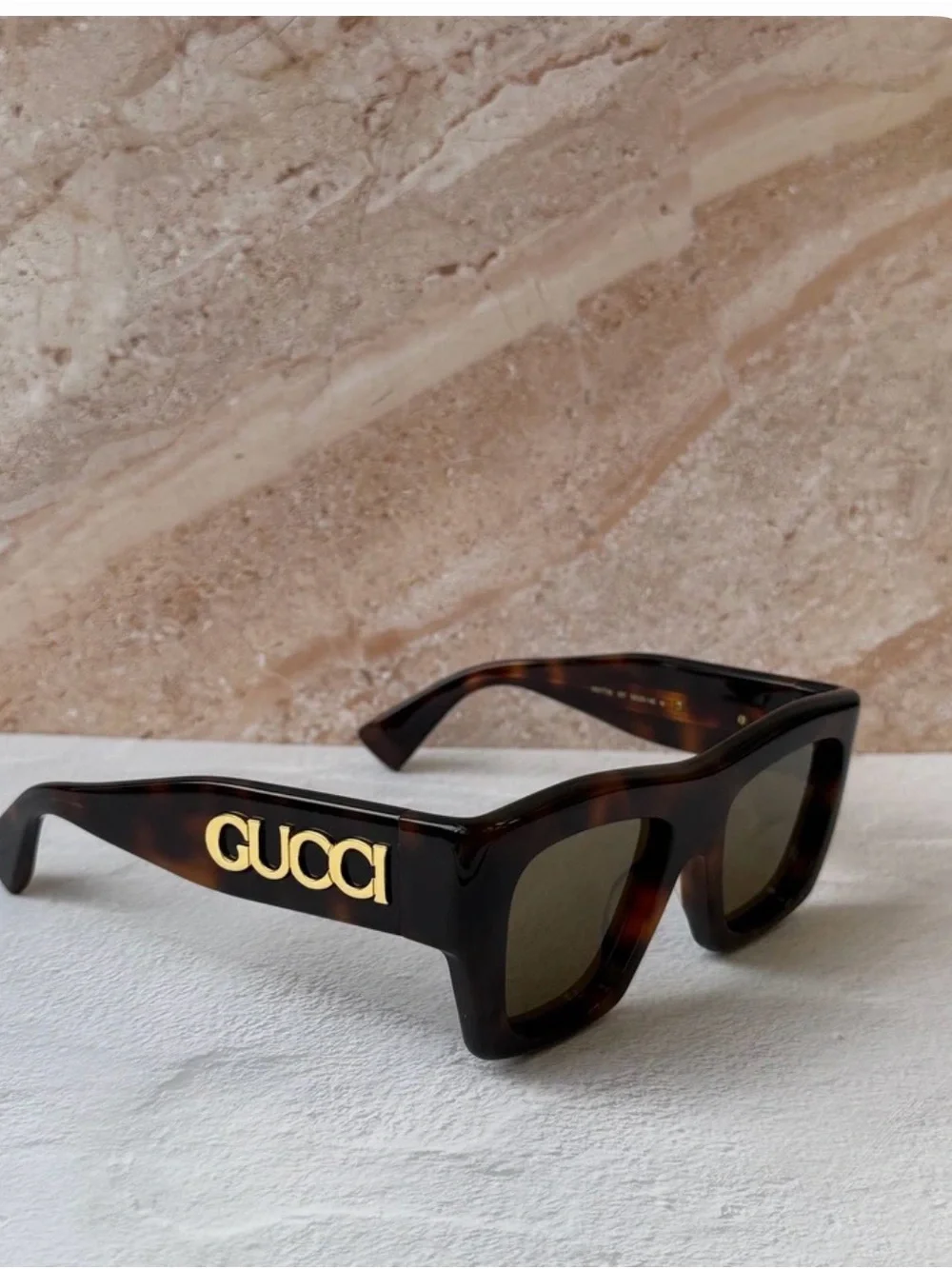 Gucci Tortoiseshell Square Sunglasses with Brown Lenses